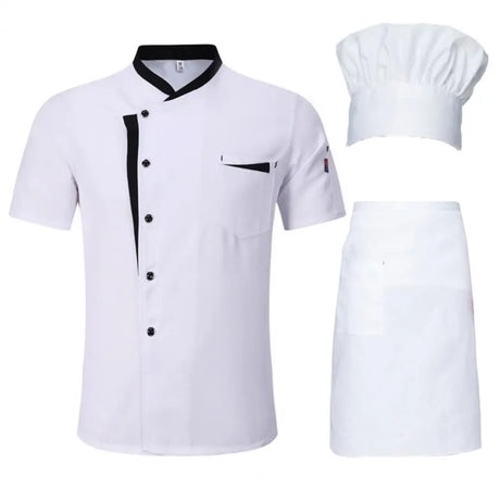 3Pcs/Set Unisex Hotel Kitchen Chef Uniform Jacket Hat