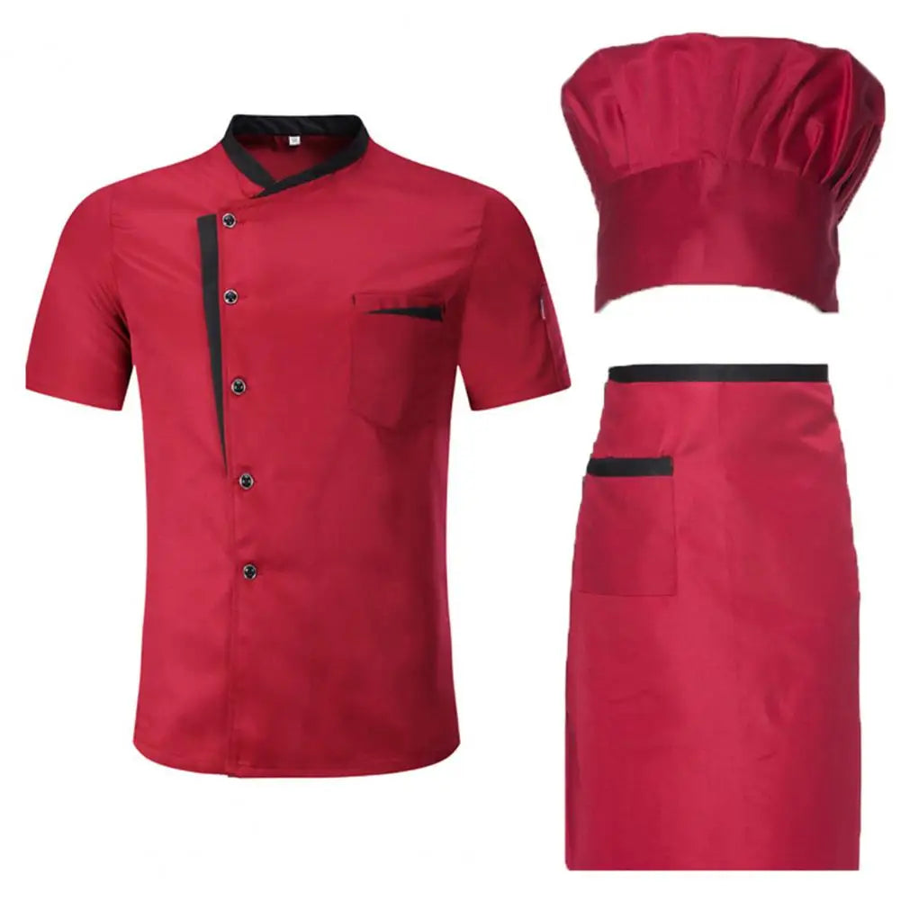 3Pcs/Set Unisex Hotel Kitchen Chef Uniform Jacket Hat