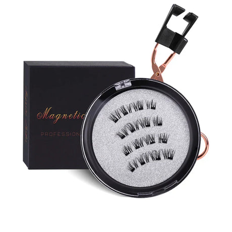 Pcs-Reusable Magnetic False Eyelashes With Eyelash Curler