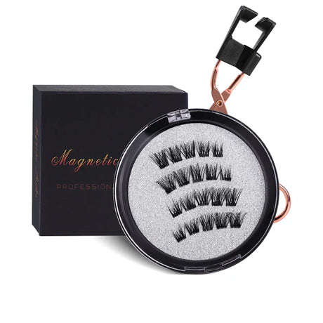 Pcs-Reusable Magnetic False Eyelashes With Eyelash Curler