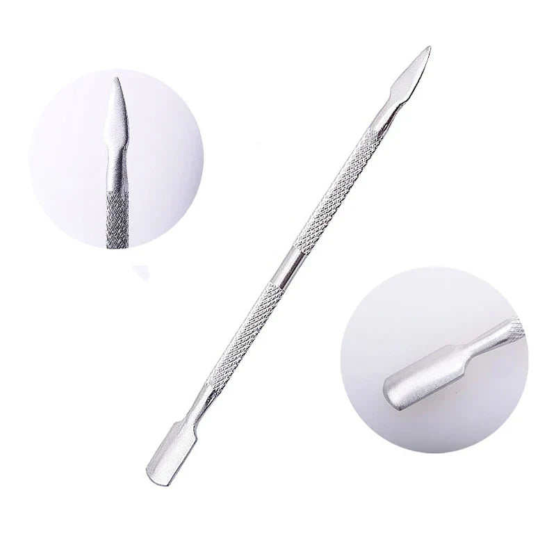 Set Steel Double-Ended Cuticle Pusher Dead Skin Remover