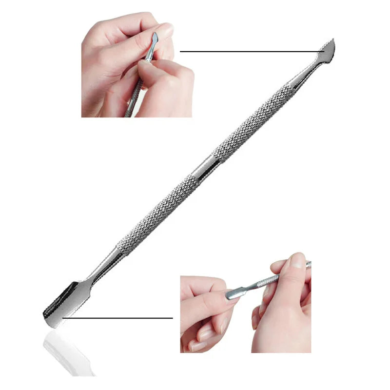 Set Steel Double-Ended Cuticle Pusher Dead Skin Remover