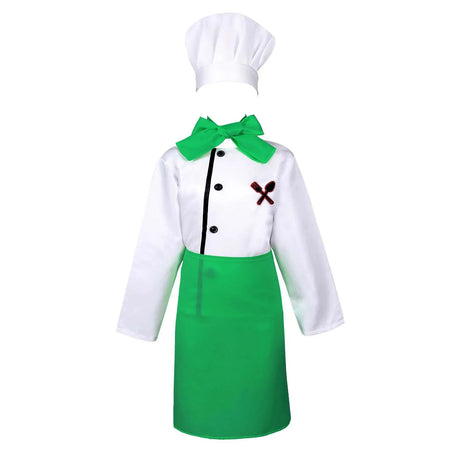 4Pcs Chef Costume Kids Kitchen Uniform Set Long