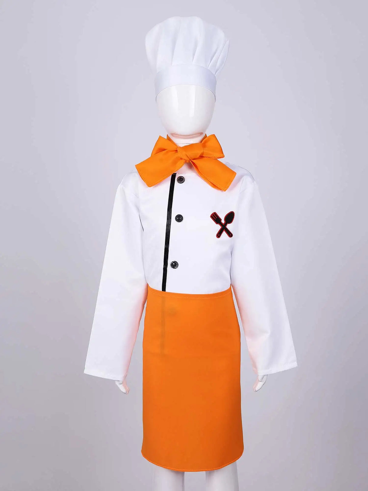 4Pcs Chef Costume Kids Kitchen Uniform Set Long