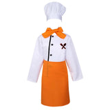 4Pcs Chef Costume Kids Kitchen Uniform Set Long