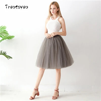 Layers Black Pleated Skirt Sexy Midi Tulle Skirt