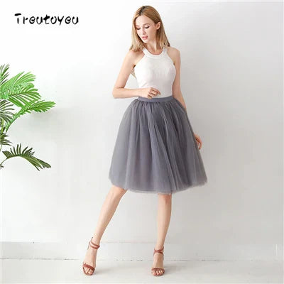 Layers Black Pleated Skirt Sexy Midi Tulle Skirt