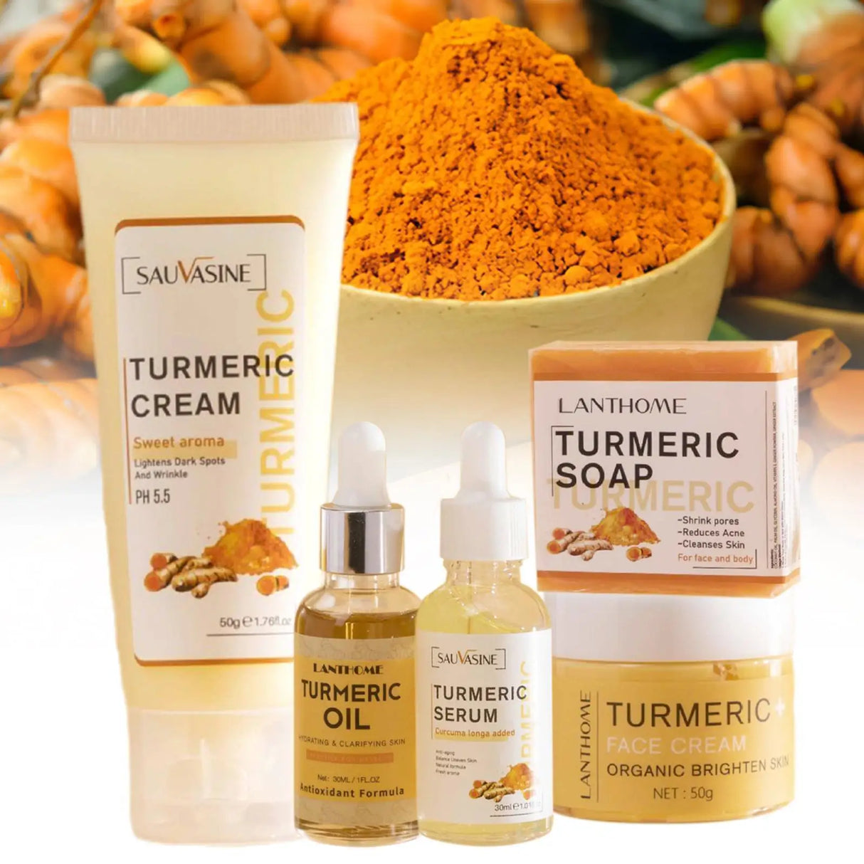 Face Care Sets Turmeric Facial Acne Cleansing Cream