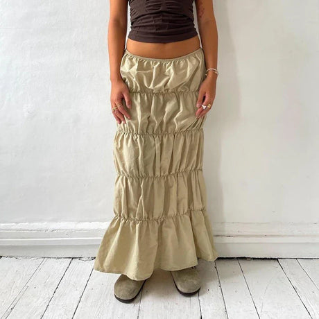 S Vintage Green Pleated Skirts Korean Fashion Holiday