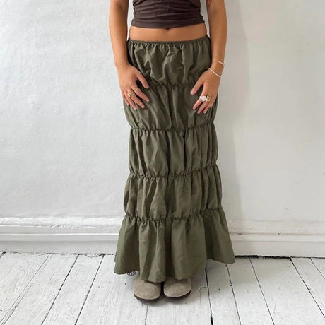 S Vintage Green Pleated Skirts Korean Fashion Holiday