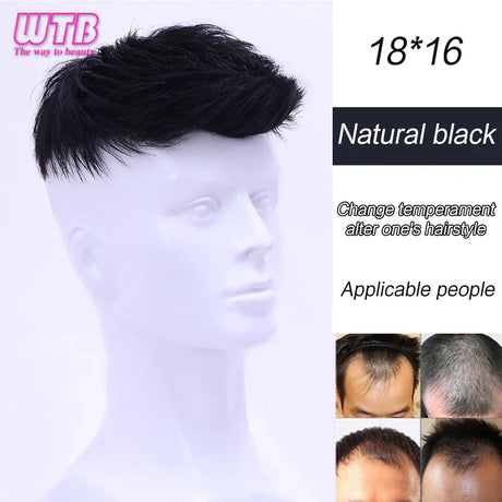 Synthetic Natural Male Toupee Short Wig Hair Style