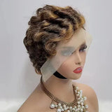 Pixie Curly % Human Hair Wig X Short