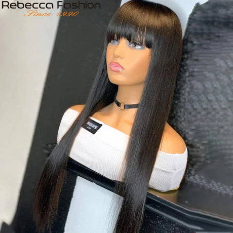 Straight Human Hair Wigs With Bangs For Women