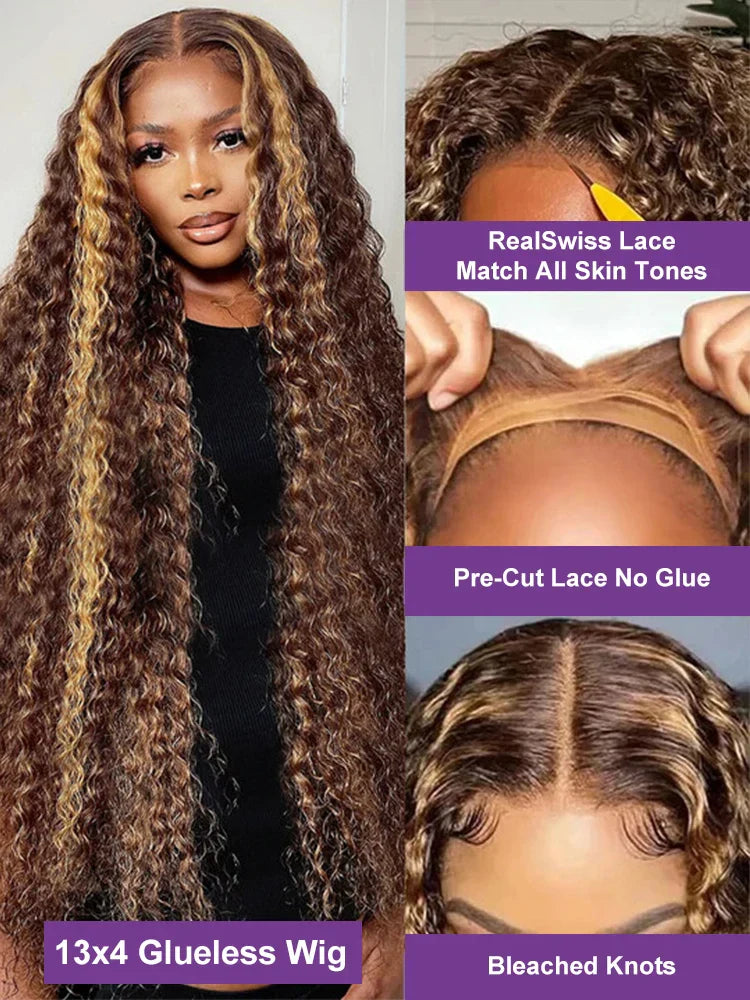 Highlight Ombre Deep Wave X Glueless Wig Human