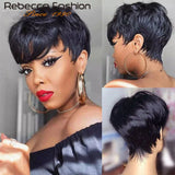 Pixie Short Cut Colored Straight Human Hair Bob