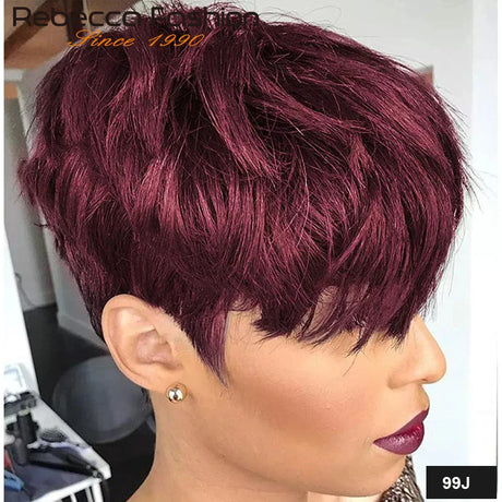 Pixie Short Cut Colored Straight Human Hair Bob