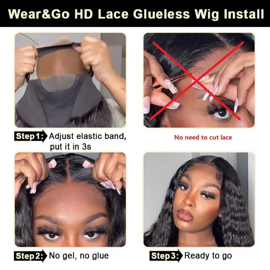 Deep Wave X Closure Glueless Wig Human Hair