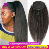 Megeen Afro Kinky Straight Ponytail Human Hair Italian