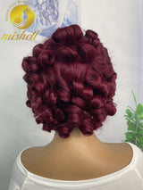 Burgundy Bouncy Curly Human Hair Wigs