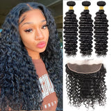 Brazilian Hair Deep Wave Bundles With Frontal Virgin