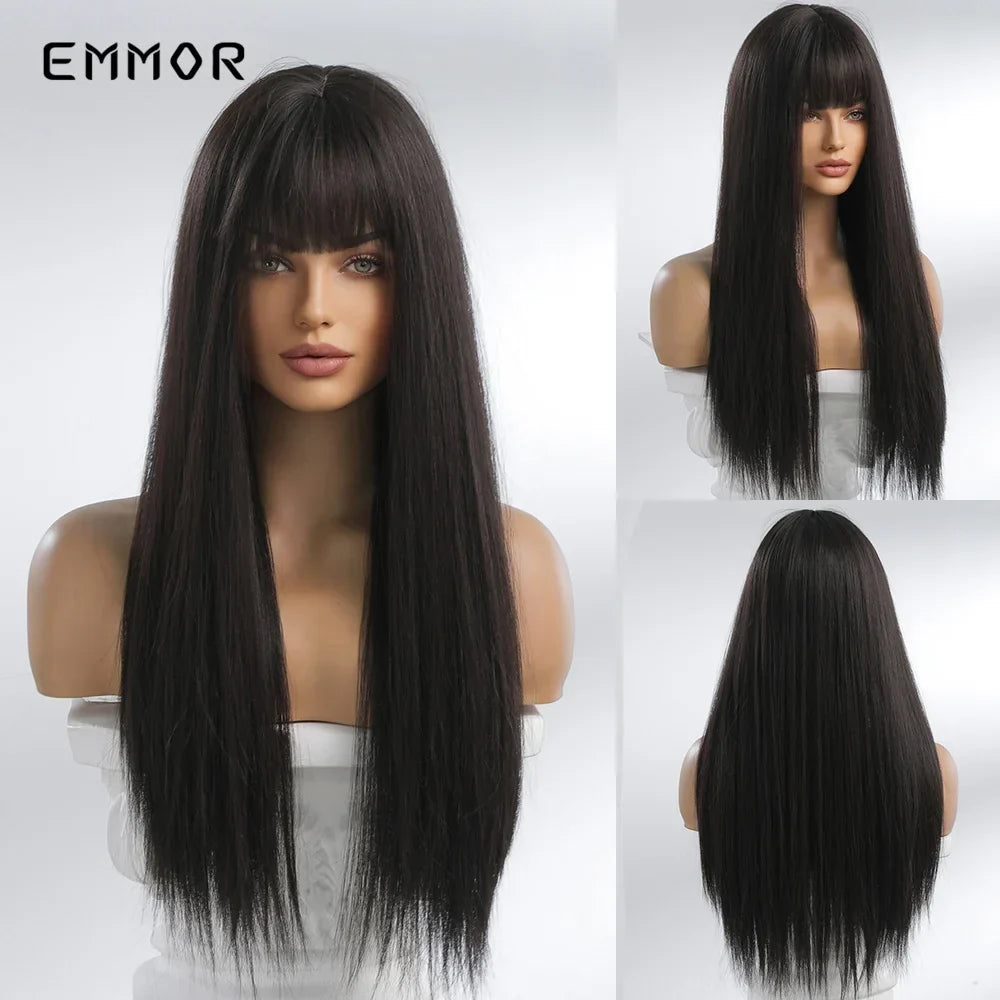 Emmor Long Platinum Blonde White Wig With Bang