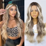 Ash Blonde Synthetic Lace Front Wigs For Women