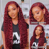 Curly Burgundy X Hd Lace Frontal Wig Human