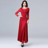 Adult Long Sleeve Lace Stitching Modern Dance Dress