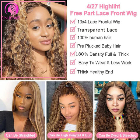 Highlight Wig Human Hair 13X6 Water Wave Honey