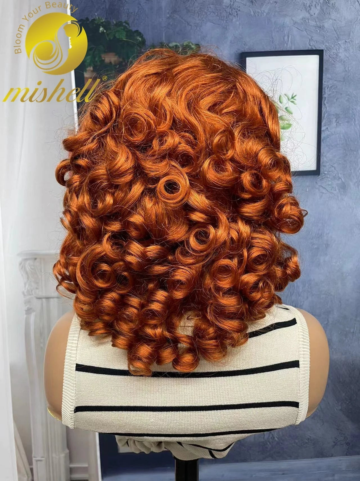 Density Highlight Bouncy Curly Human Hair Wigs