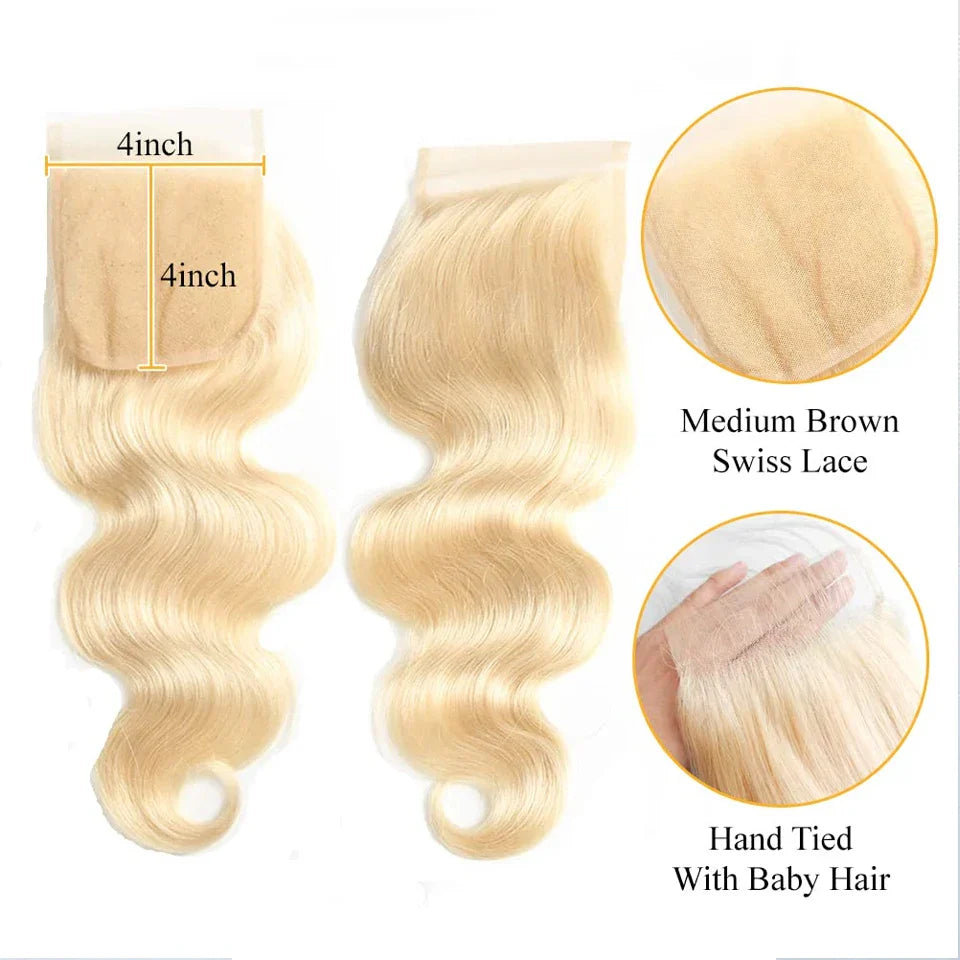 Blonde Body Wave Human Hair Lace Closure