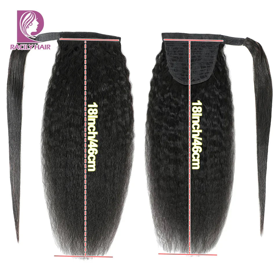 Racily Hair Kinky Sraight Ponytail Human Hair Afro