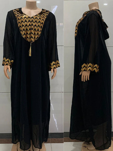 African Dubai Muslim Dress Women Hooded Abaya Knitted