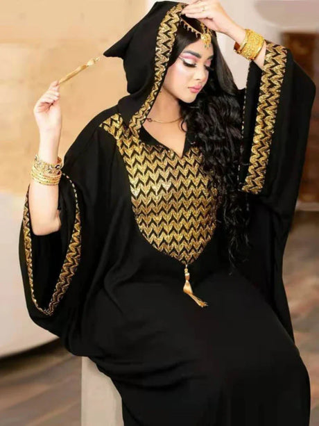 African Dubai Muslim Dress Women Hooded Abaya Knitted