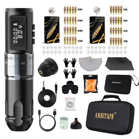 Ambition Mars-U Tattoo Machine Kit Wireless Battery Tattoo