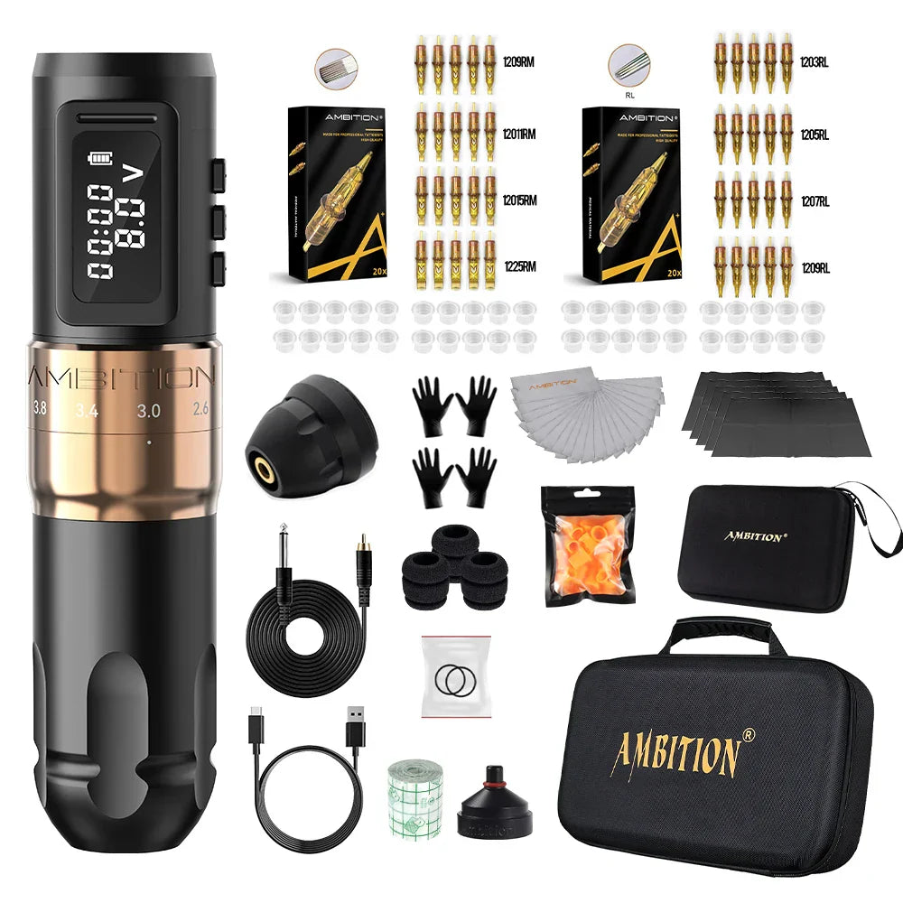 Ambition Mars-U Tattoo Machine Kit Wireless Battery Tattoo