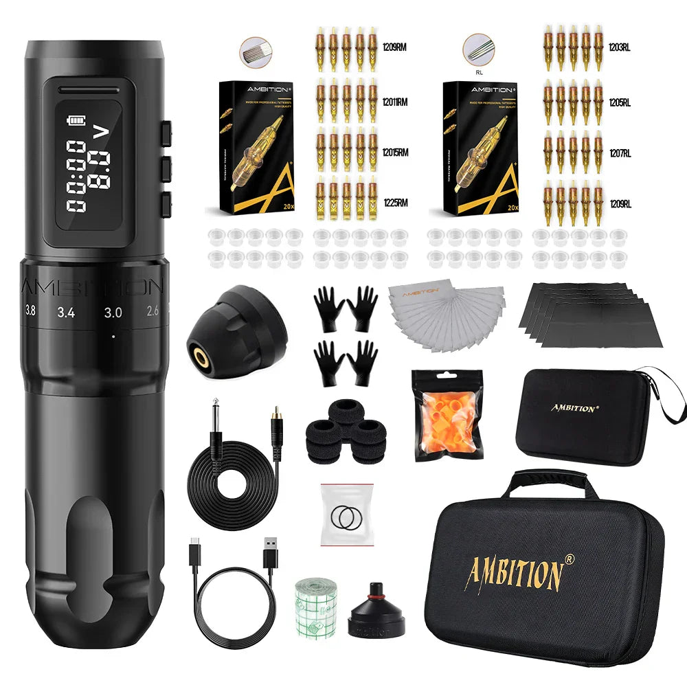 Ambition Mars-U Tattoo Machine Kit Wireless Battery Tattoo