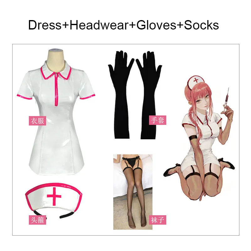 Anime Chainsaw Man Cosplay Costume Makima Nurse Uniform