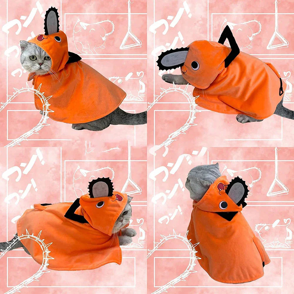 Anime Chainsaw Man Pochita Cloak Cat And Dog