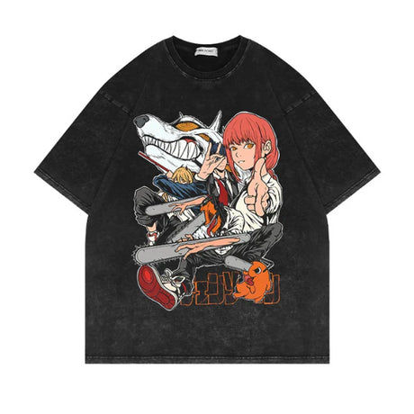 Anime Chainsaw Man T Shirts Makima Cotton Pochita