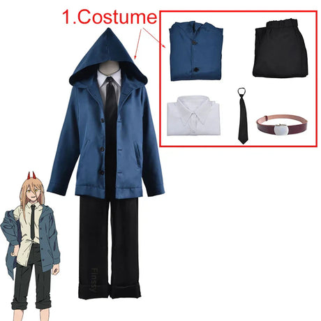 Anime Power Cosplay Chainsaw Man Costume Women Blue