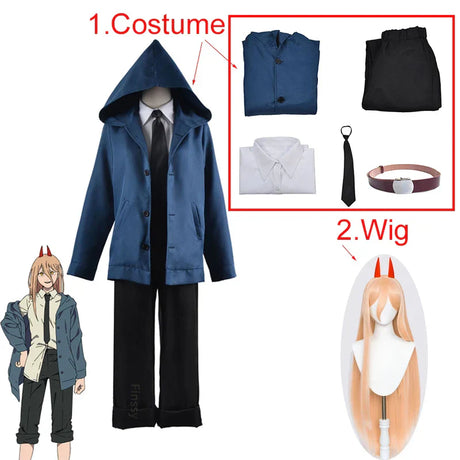 Anime Power Cosplay Chainsaw Man Costume Women Blue