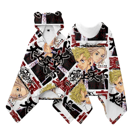 Anime Tokyo Revengers Cosplay Pajamas Black White Cloak