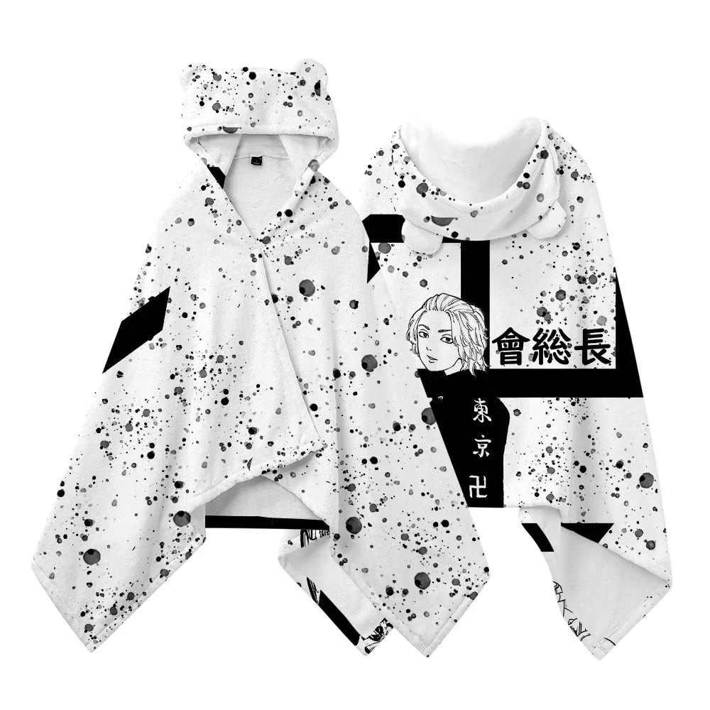 Anime Tokyo Revengers Cosplay Pajamas Black White Cloak