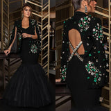 Arabia Luxury Evening Dresses Green Crystal Beads Mermaid