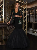 Arabia Luxury Evening Dresses Green Crystal Beads Mermaid