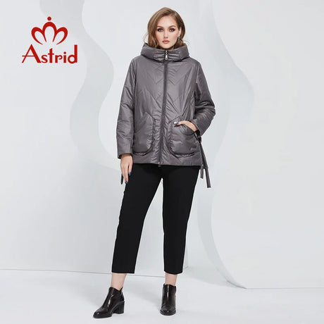 Astrid Spring Women Parkas Oversize Short Grey Padded