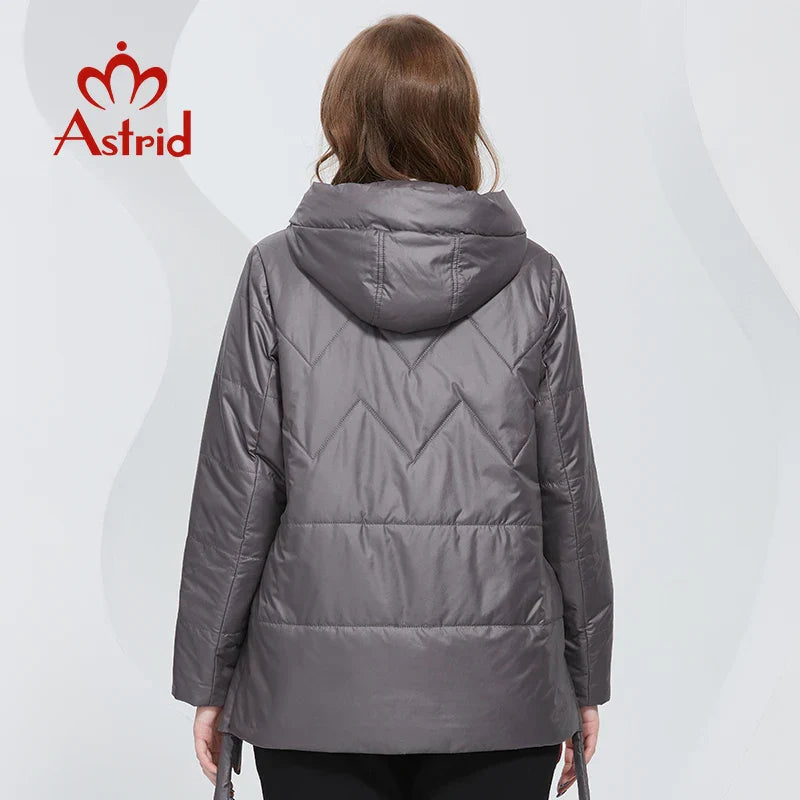 Astrid Spring Women Parkas Oversize Short Grey Padded