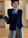 Autumn Knit Cardigan Girls Patchwork Long Sleeve Sweater