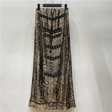 Autumn Retro Sequined X Long Skirt Vintage Beading